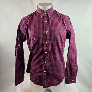 Abercrombie Fitch Shirt Mens Large Red Blue Gingham Check Button Down Preppy